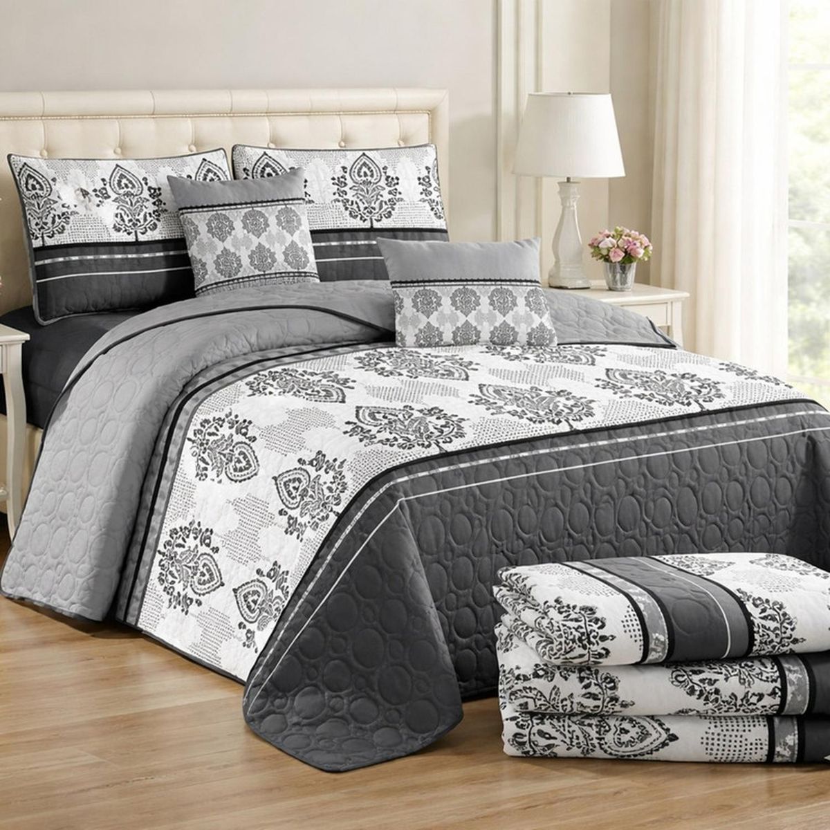 GENERICO - Cubrecama + Juego De Sabanas De 2 Plazas + Fundas Almohada - Multicolor - 2 Plazas