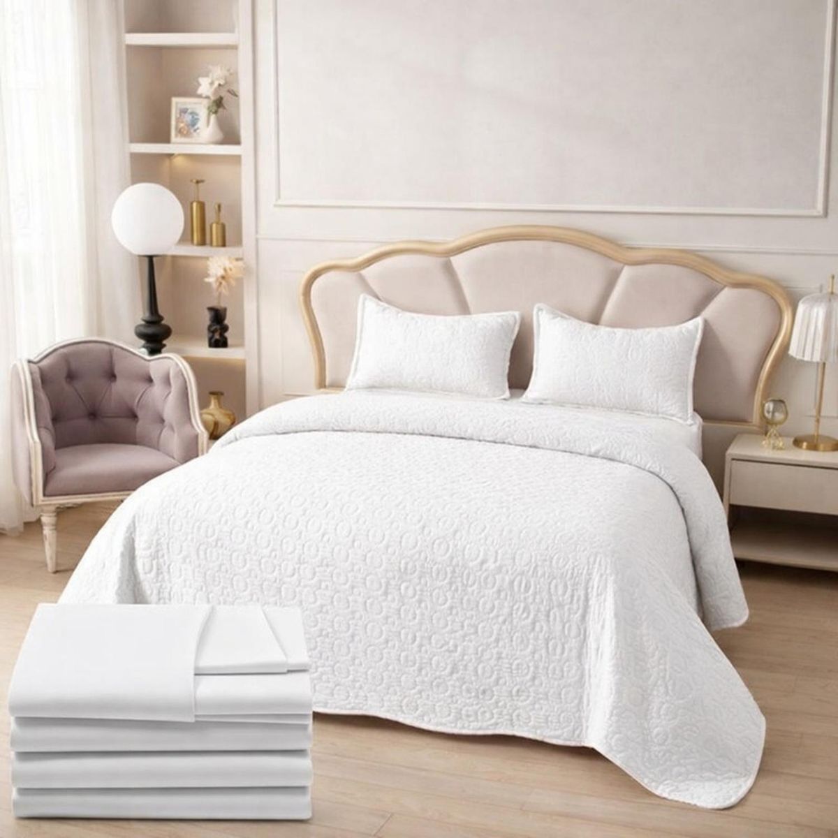 GENERICO - Cubrecama + Juego De Sabanas De 2 Plazas + Fundas Almohada - Multicolor - 2 Plazas_.