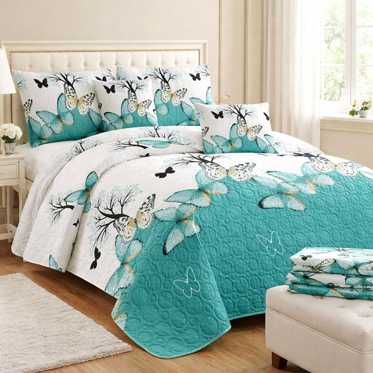 GENERICO - Cubrecama + Juego De Sabanas King Verano + Fundas Almohada - Multicolor - King