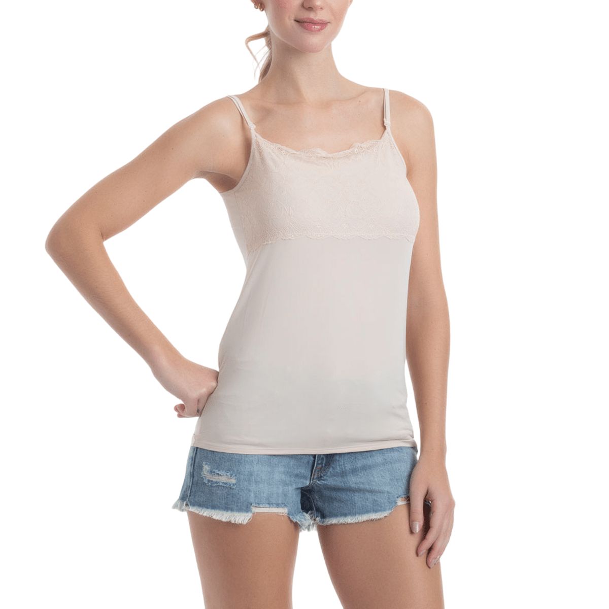 LADY GENNY - Camiseta Microfibra Pabilos Con Encaje