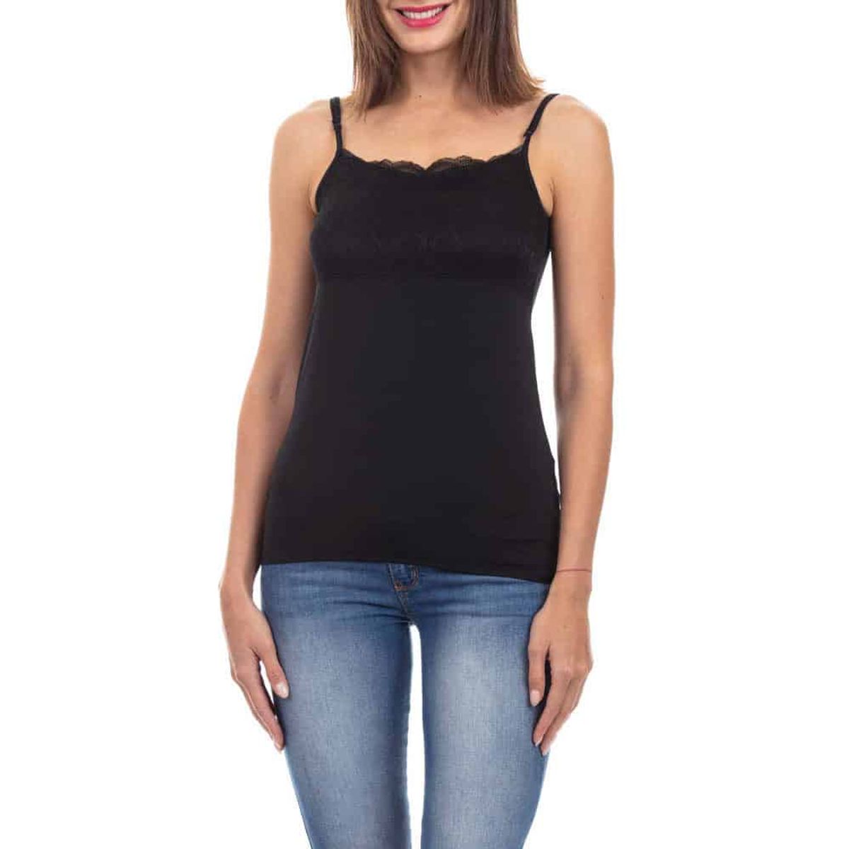 LADY GENNY - Camiseta Microfibra Pabilos Con Encaje