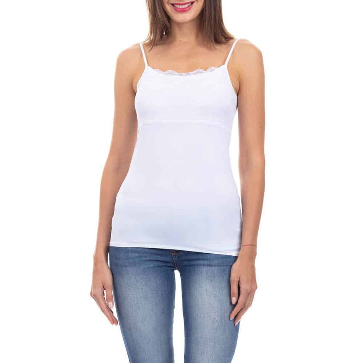 LADY GENNY - Camiseta Microfibra Pabilos Con Encaje