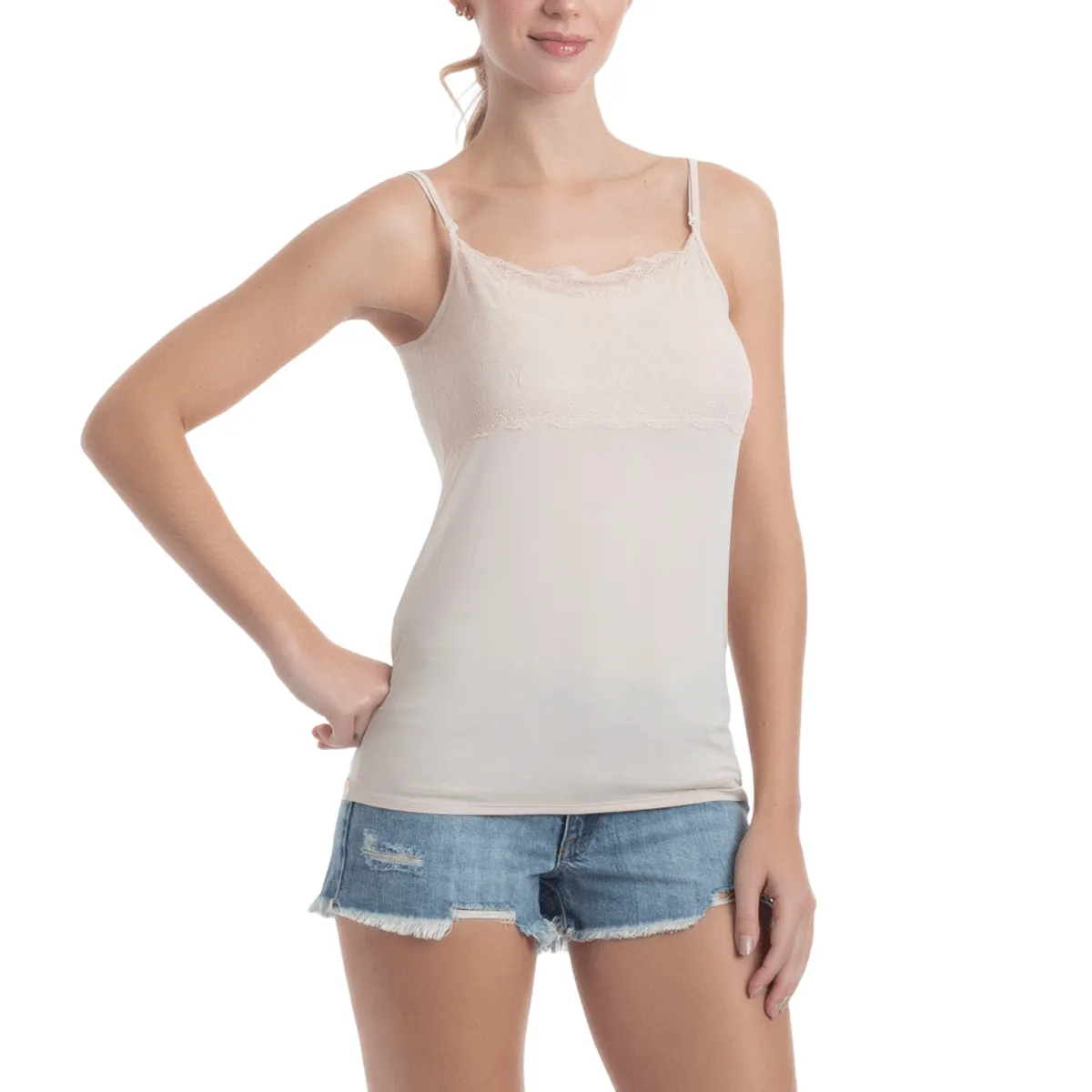 LADY GENNY - Camiseta Microfibra Pabilos Con Encaje