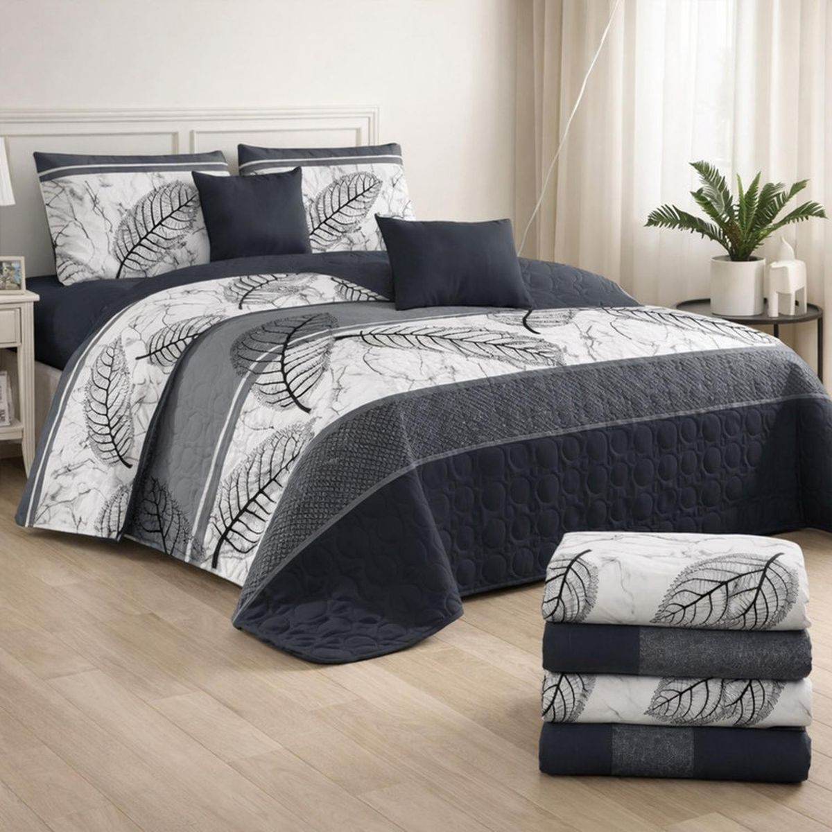 GENERICO - Cubrecama De Verano + Juego De Sabanas 1.5 Plazas + Fundas - Multicolor - 1,5 Plazas