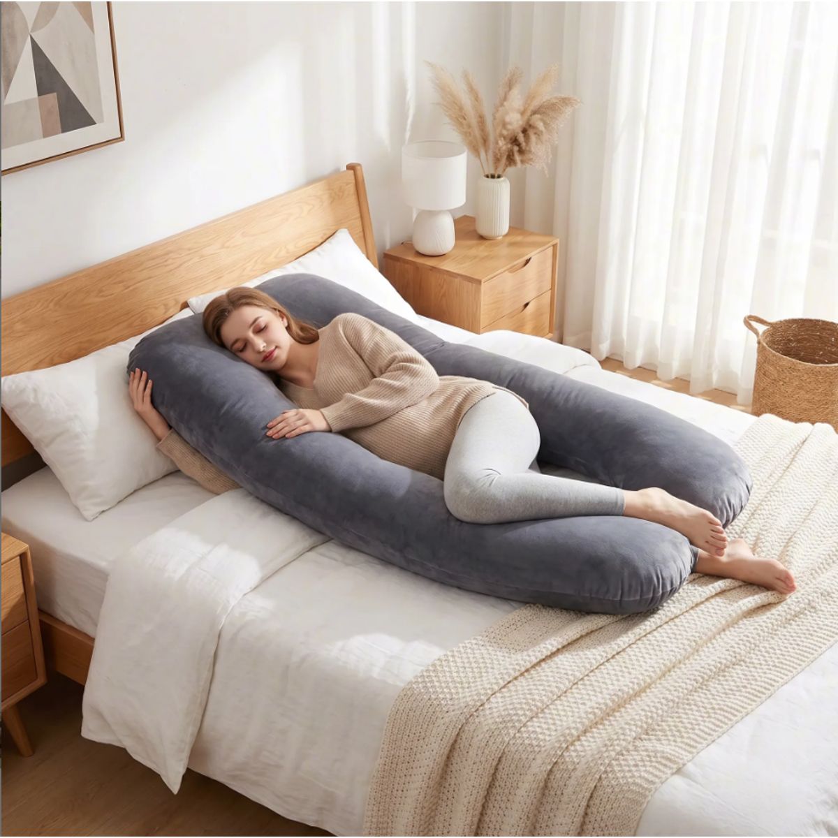 HOMER OUTDOOR - Almohada Maternidad Homer Outdoor Para Lactancia Comfort Gris Geométrico Maternal