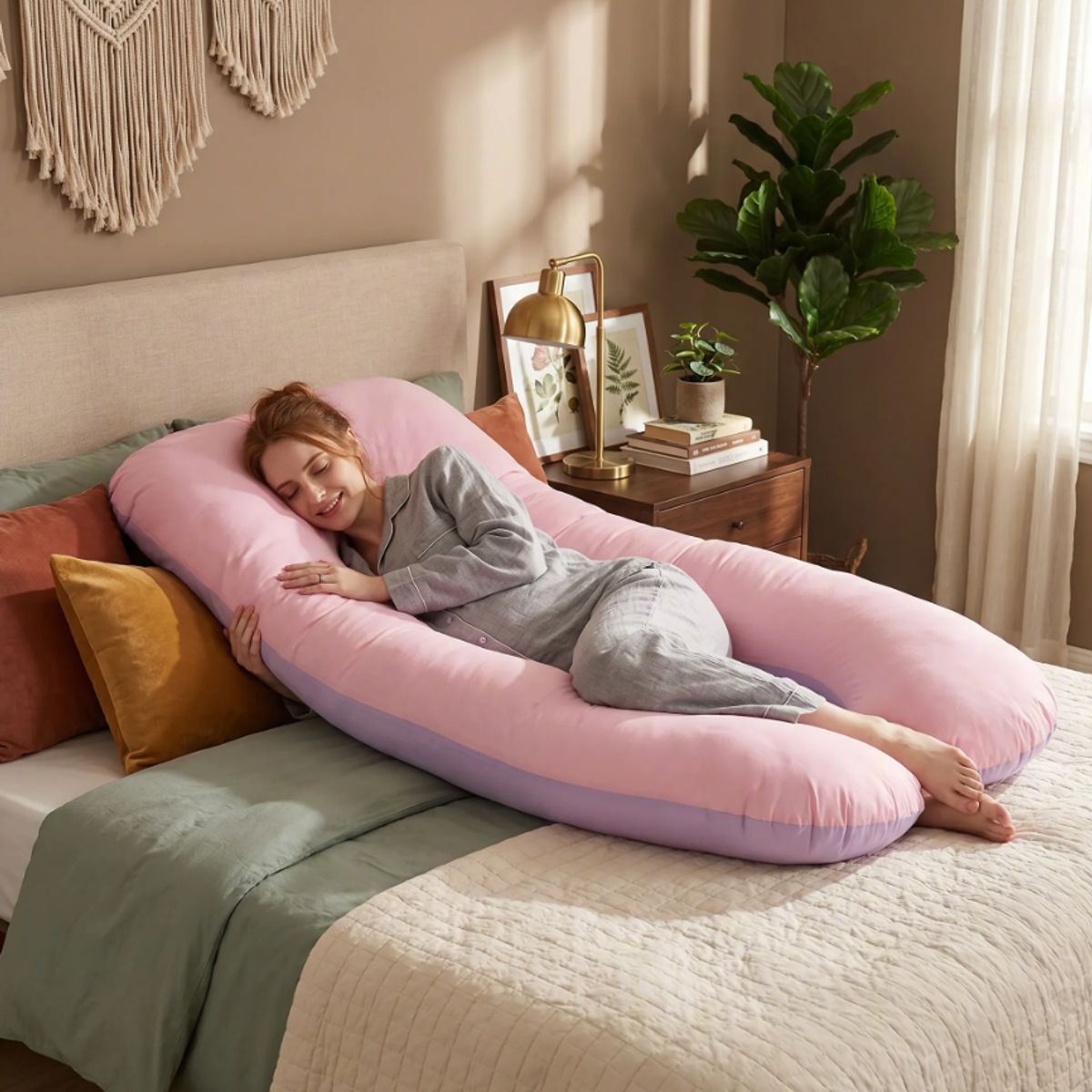 HOMER OUTDOOR - Almohada Maternidad Homer Outdoor Para Lactancia Comfort Rosa Geométrico Maternal