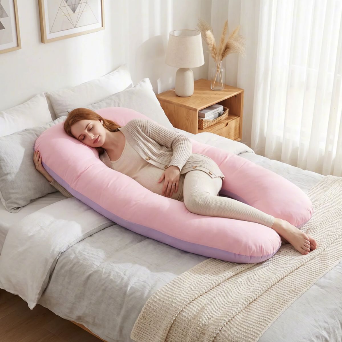 HOMER OUTDOOR - Almohada Maternidad Homer Outdoor Para Lactancia Comfort Rosa Geométrico Maternal