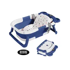 GENERICO - Tina Bañera Plegable Gato Perro Con Termómetroc Azul