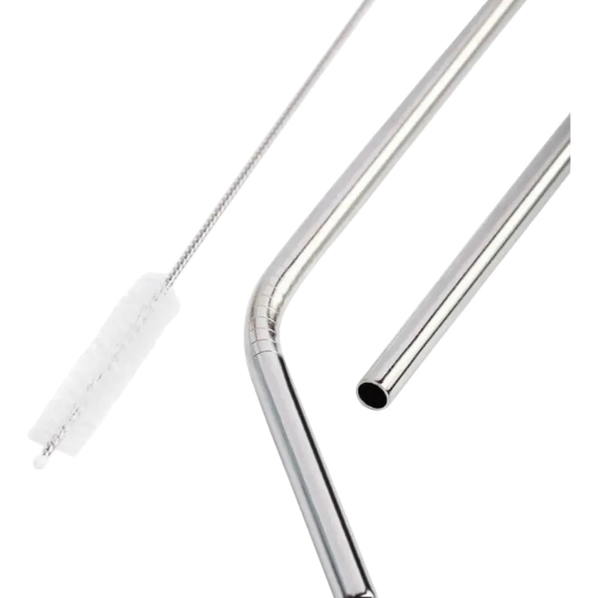 GENERICO - 4 Bombillas Metálicas + Cepillo Reutilizable Ecológico