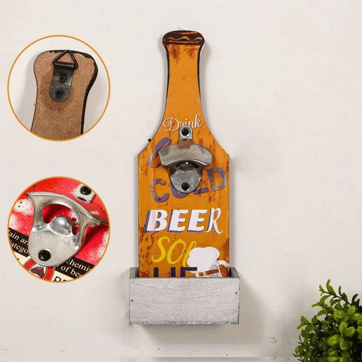 HOMESTAR - Set 3 abridores de pared estilo cerveza retro