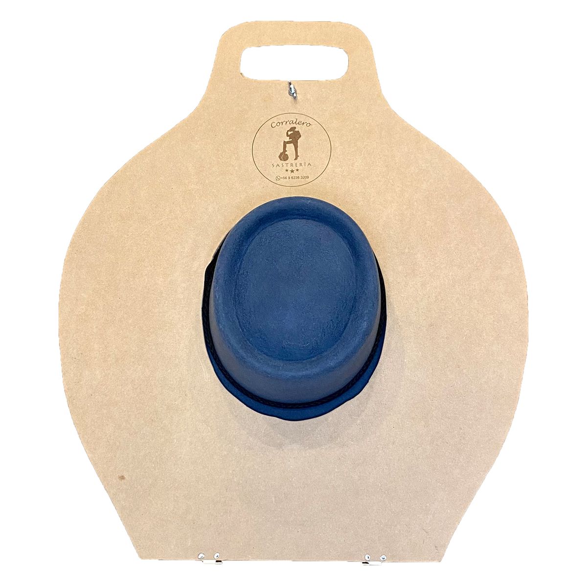 CORRALERO SASTRERIA - Sombrero de Paño azul Huaso Tradicional Chileno 2030 + Porta Sombrero