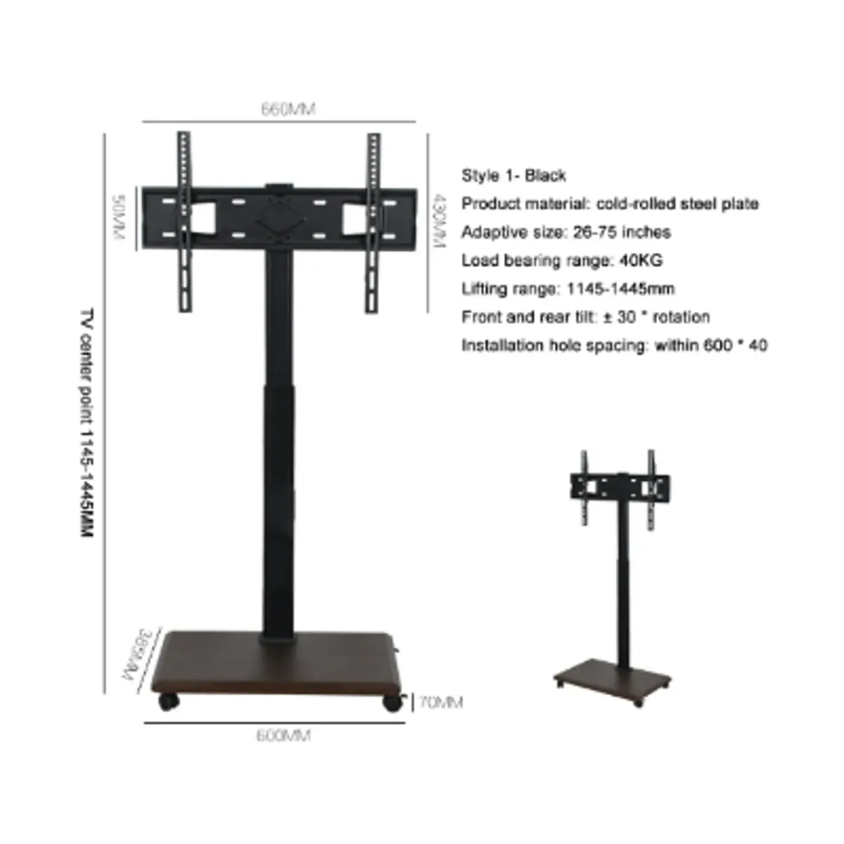 GENERICO - Soporte Tv Rack Movil Con Ruedas 32 A 70