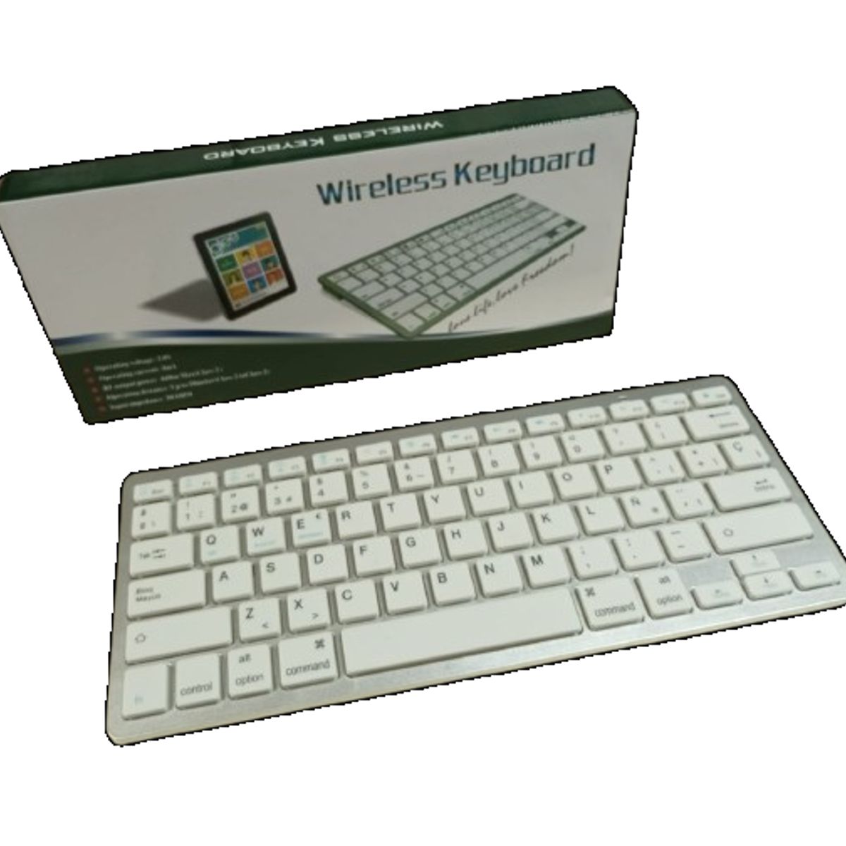 GENERICO - Mini teclado español inalambrico bluetooth BK3001 + pilas 29 x 12 x2cm