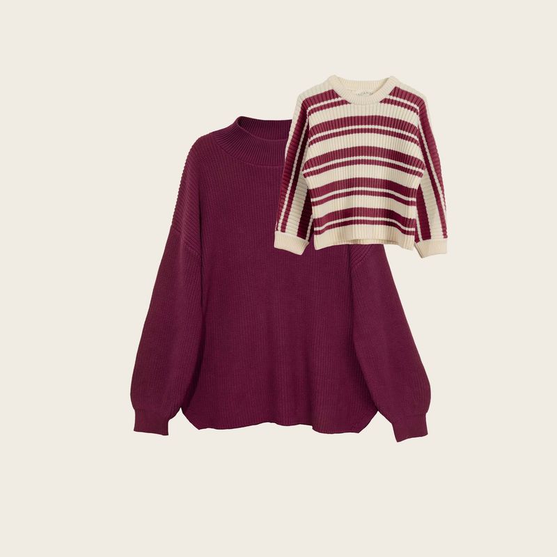 VACANZA - Set Sweaters Burdeo Mamá + Hija - 100% Algodón Orgánico