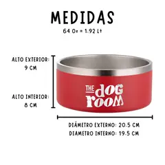 GENERICO - Plato Para Perros Acero Inoxidable Premium - Rojo 64 Oz