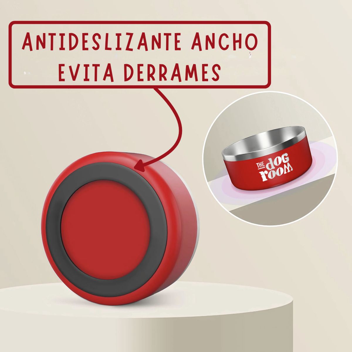 GENERICO - Plato Para Perros Acero Inoxidable Premium - Rojo 64 Oz