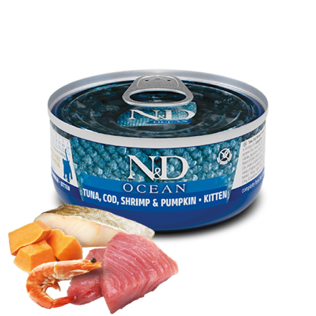 N&D - Alimento N&D Ocean Lata Atún Bacalao Camarón Kitten 80gr