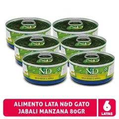 N&D - Pack Latas Prime Jabalí y Manzana Gato - 6 x 80gr