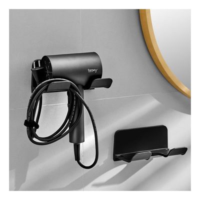 Imagen 2 del producto Soporte Porta Secador De Pelo Adhesivo Sin Perforar Negro