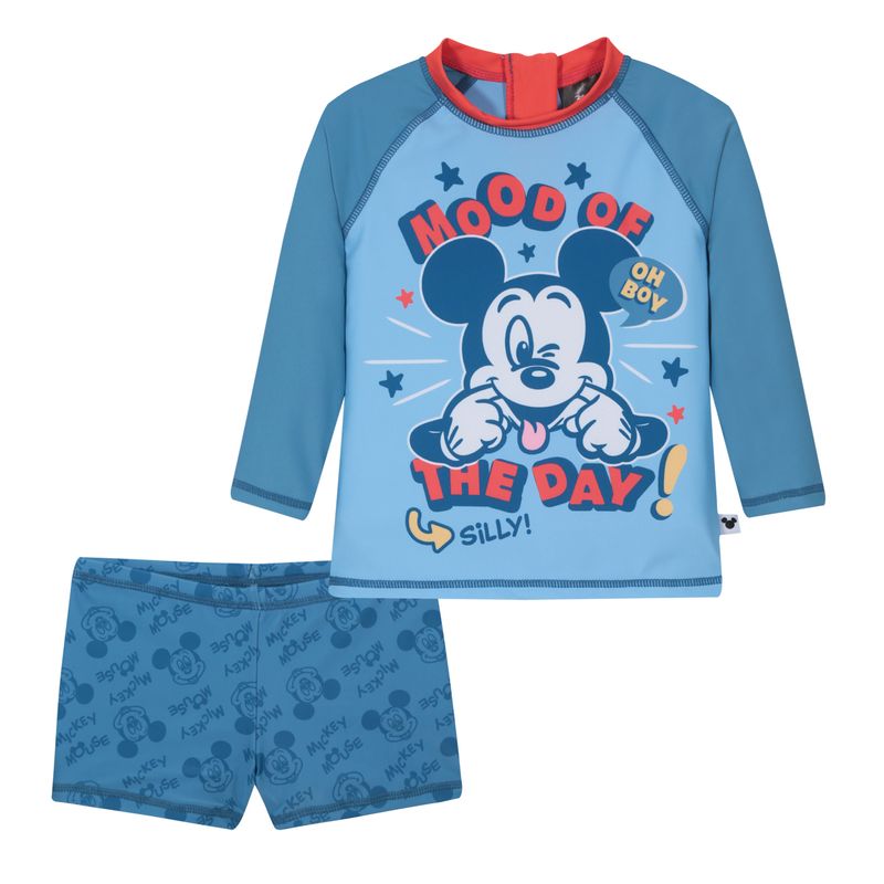 DISNEY - Traje de Baño Bebe Niño Set UV50 MLarga Mickey Disney - Azul