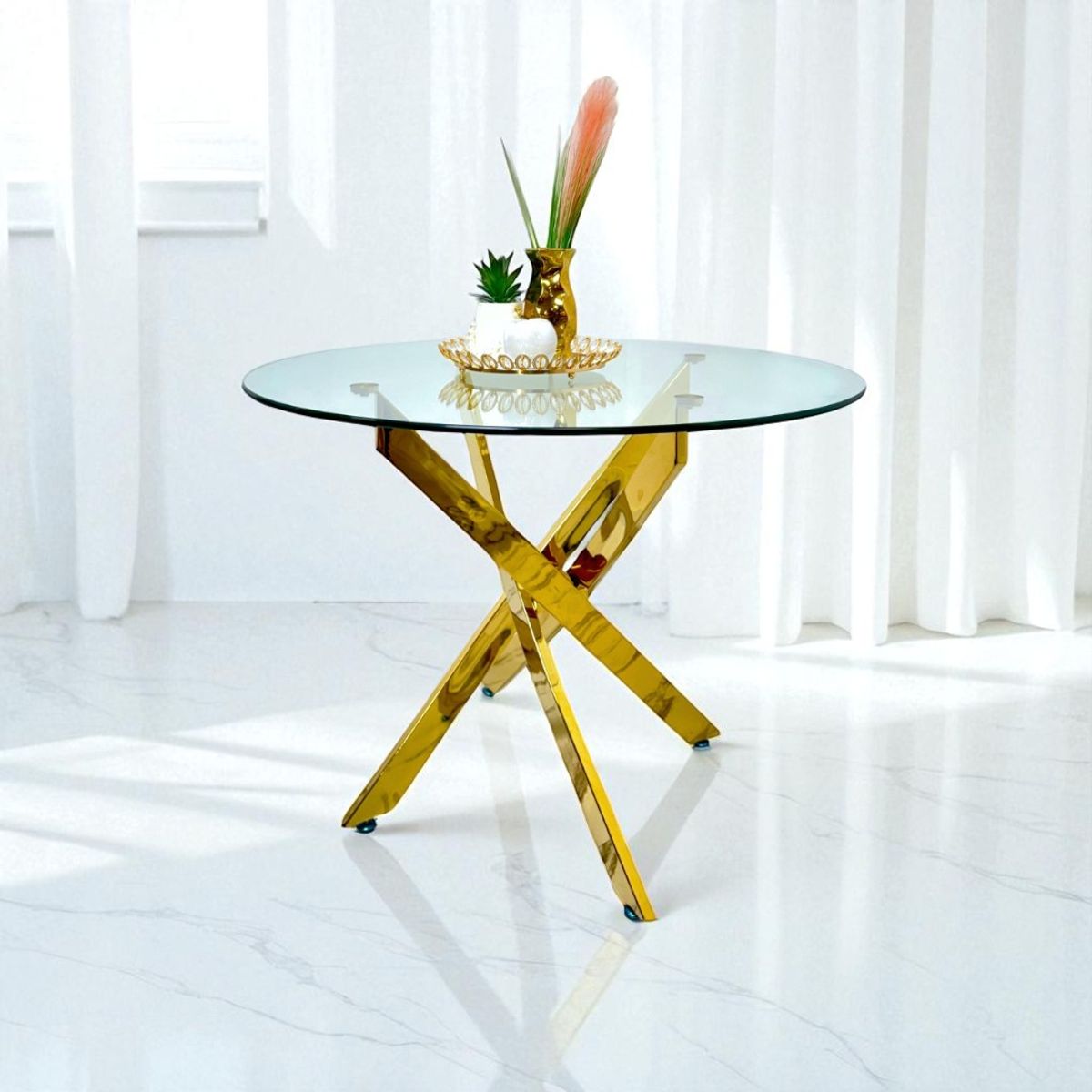 GENERICO - Mesa de Comedor Redonda Elegante Dubai 100x75 cm