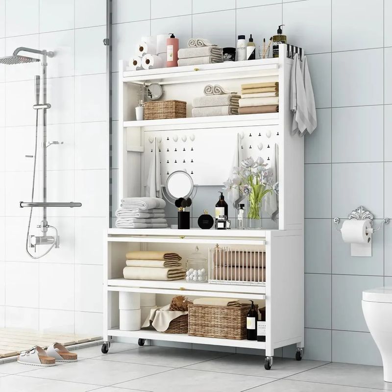 EVERSO - Estantes Organizadores Microondas Con Rueda Para Cocina Blanco5niveles
