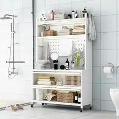 EVERSO - Estantes Organizadores Microondas Con Rueda Para Cocina Blanco5niveles
