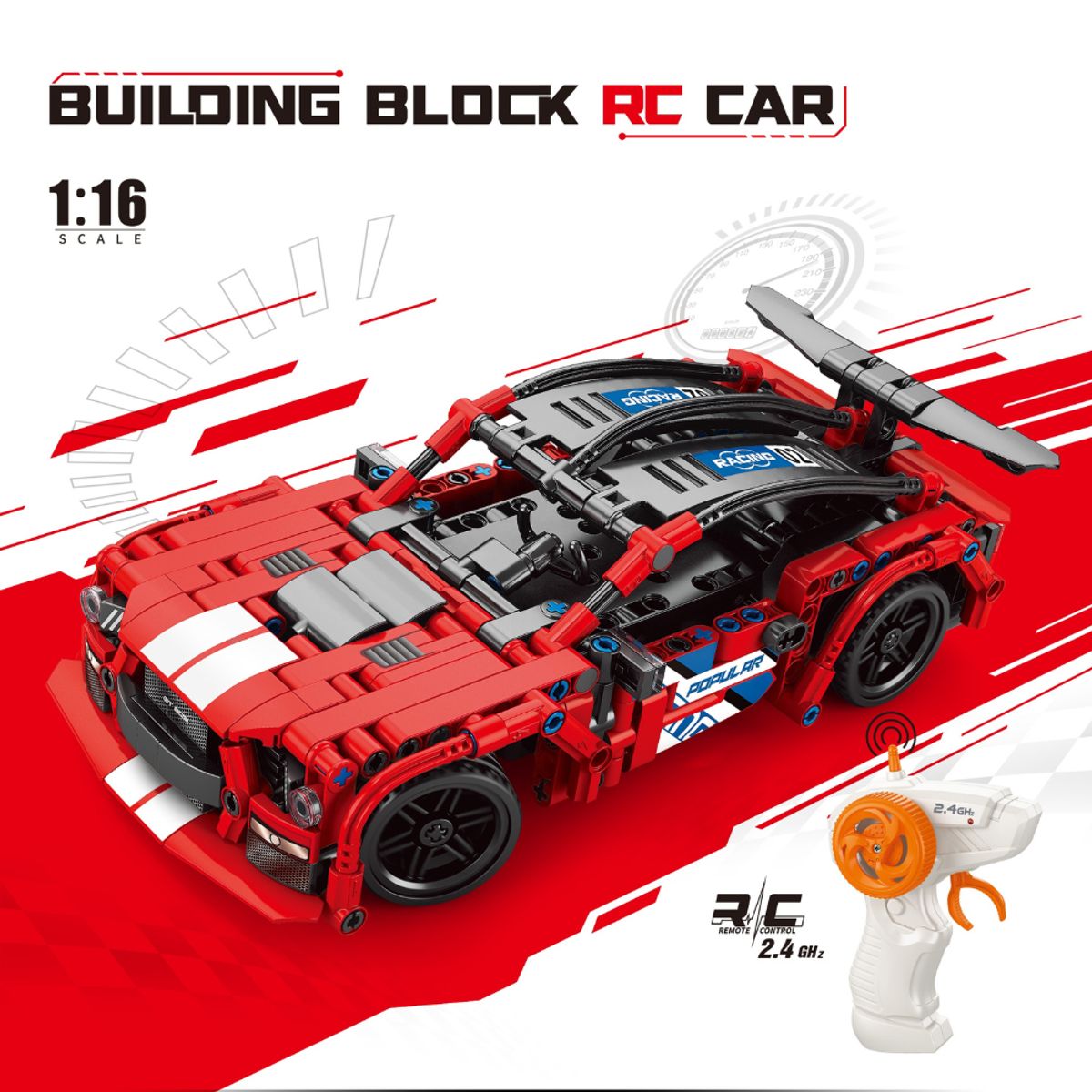 RC 71 - Mustang RC Deportivo de construcción a Control – 433 Piezas