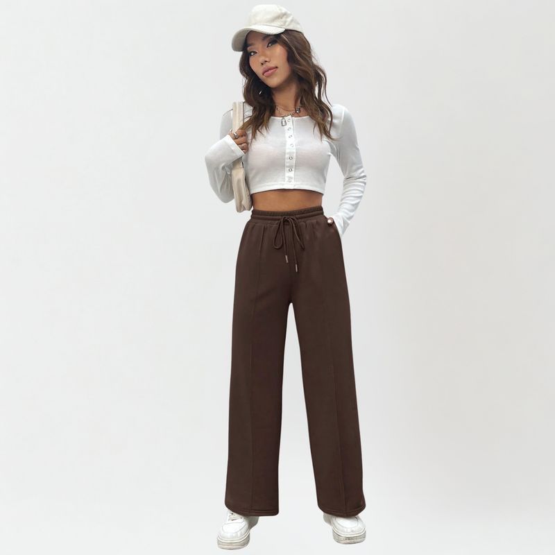 DESIGNERS - Pantalon Buzo Jogger Mujer Algodon Con Forro Polar Recto