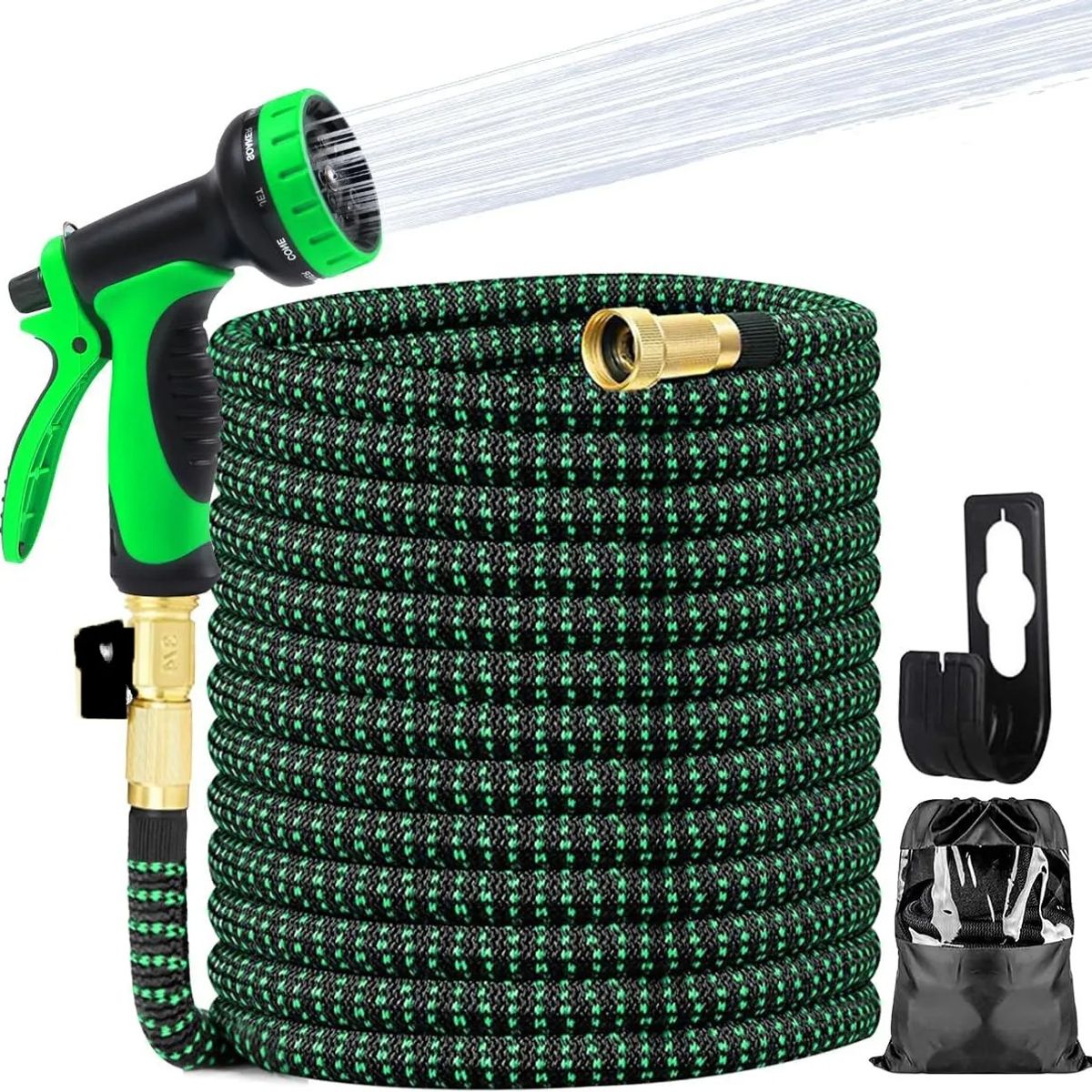 EVERSO - Manguera Retráctil Expandible Jardín 30 Metros Con Pistola Verde