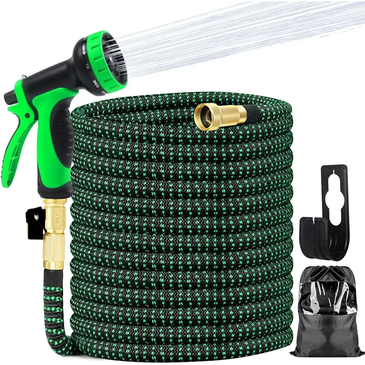 EVERSO - Manguera Retráctil Expandible Jardín 30 Metros Con Pistola Verde