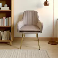GENERICO - Sitial poltrona Beige terciopelo patas doradas