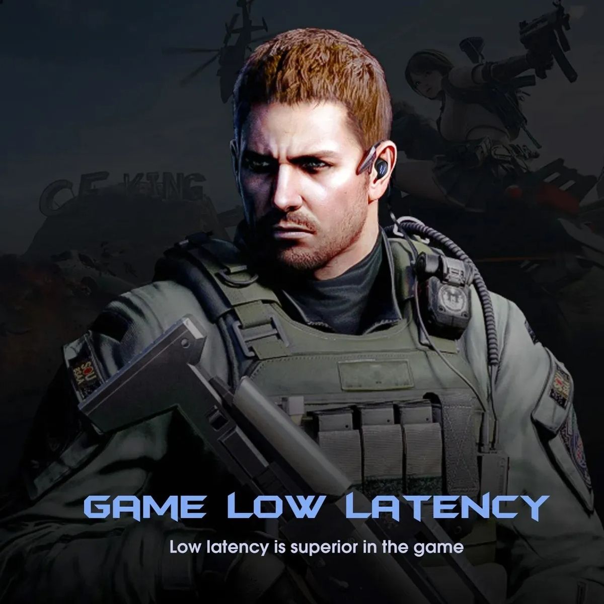 EVERSO - Audífono Bluetooth In-ear De Botón Cancelación De Ruido Azul