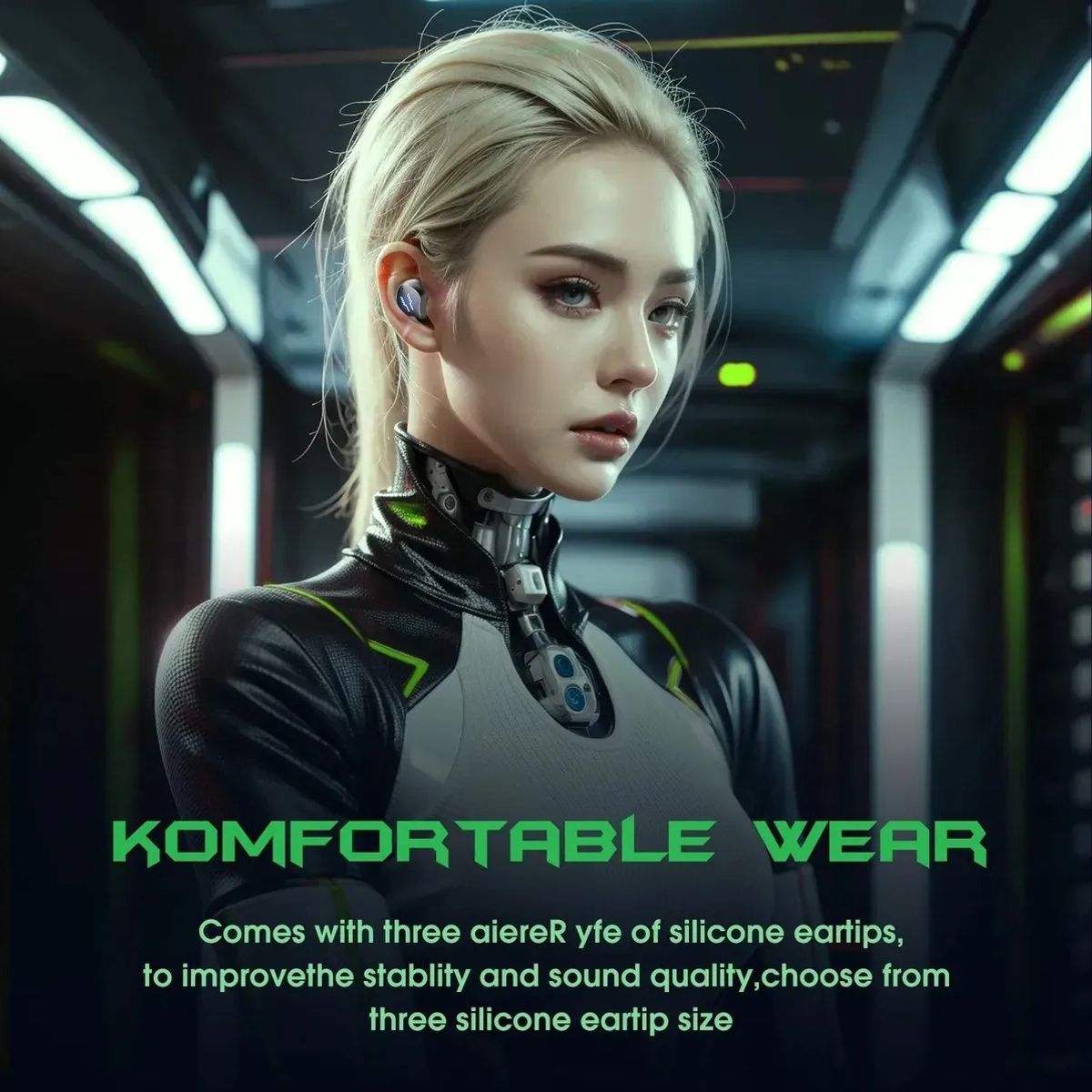 EVERSO - Audífono Bluetooth In-ear De Botón Cancelación De Ruido Verde