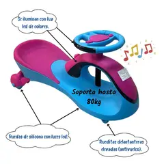 GENERICO - Carrito Rodador 360 Correpasillo con luces y música, Rosado con Celeste.