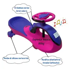 GENERICO - Carrito Rodador 360 Correpasillo con luces y música, Morado con Rosado.