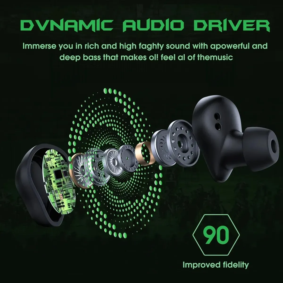 EVERSO - Audífono Bluetooth In-ear De Botón Cancelación De Ruido Verde