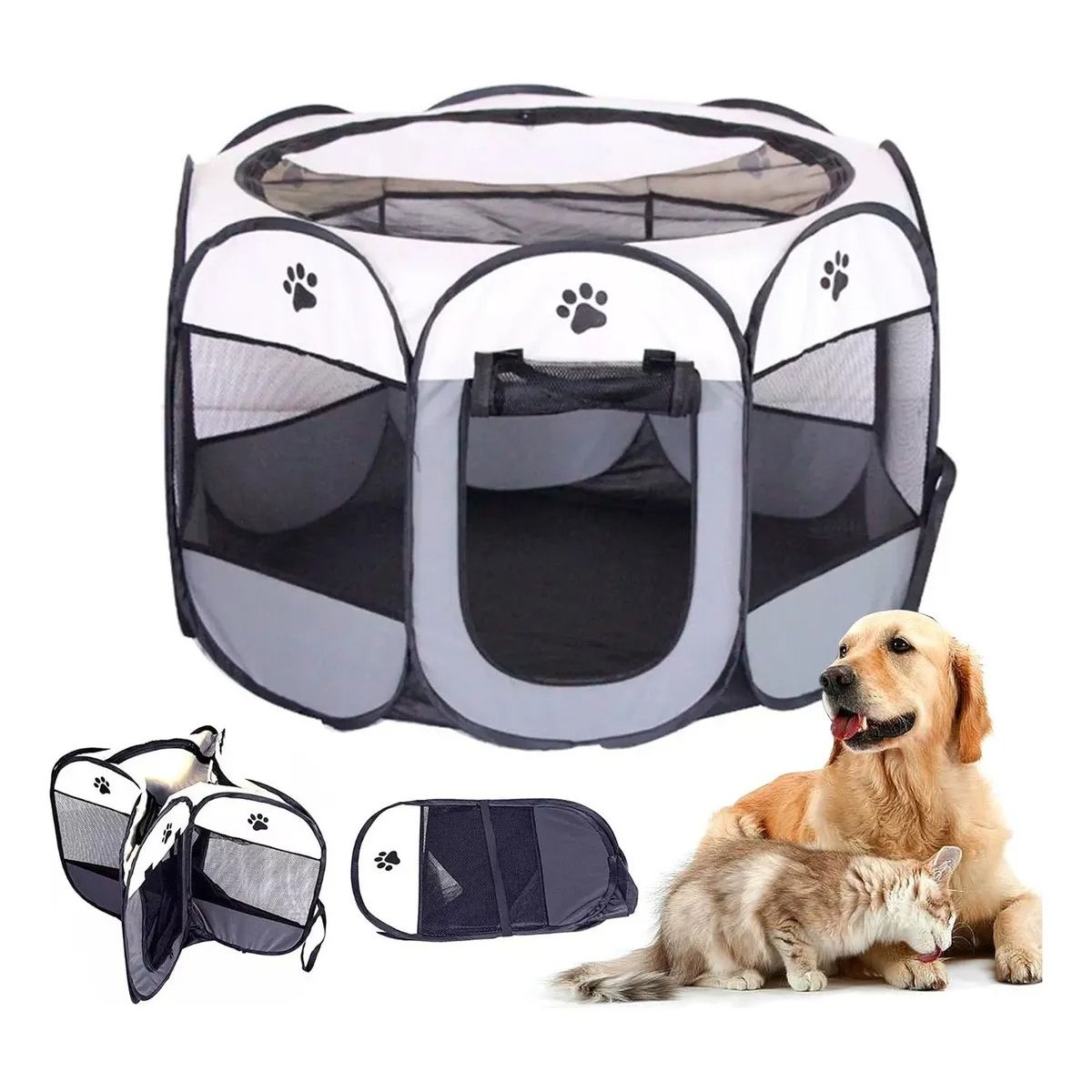 EVERSO - Corral Jaulas Para Perros Plegable Mascota Casa 9158cm Gris