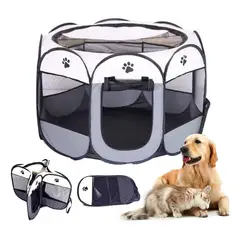 EVERSO - Corral Jaulas Para Perros Plegable Mascota Casa 9158cm Gris