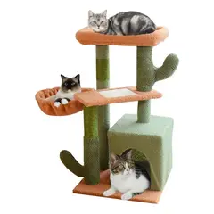 EVERSO - Torre Rascador Tipo Árbol De Cactus Para Gatos Con Hamaca
