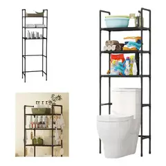 EVERSO - Estante Organizador De 3niveles Muebles De Baño Rack Metal Negro