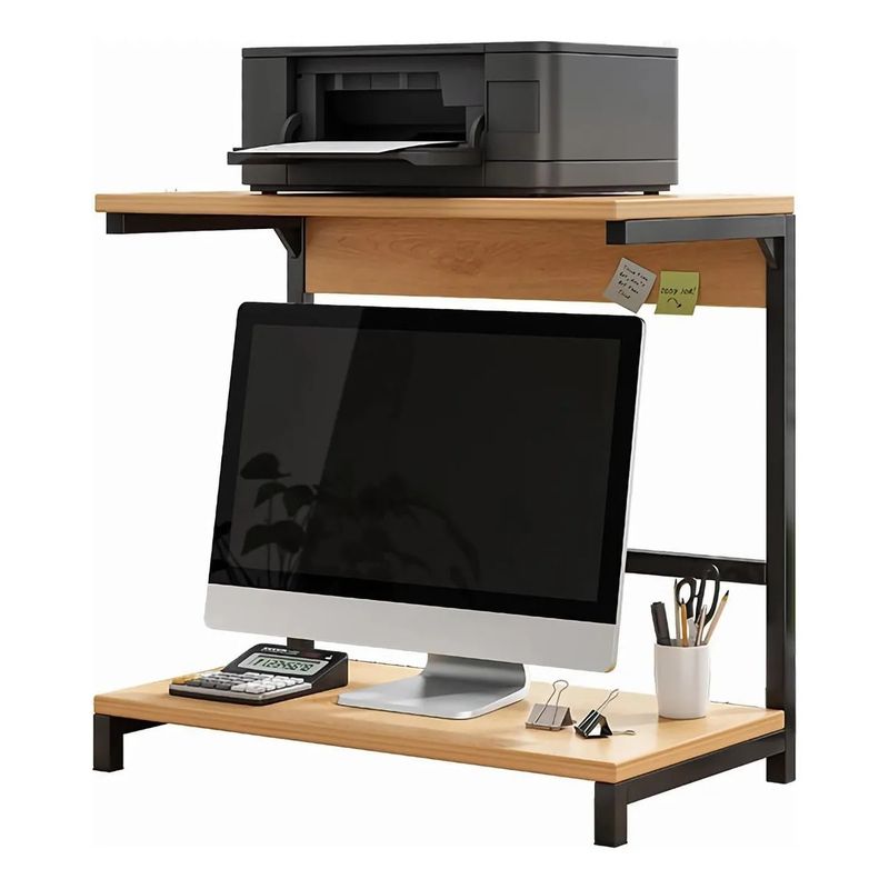 EVERSO - Soporte Base Monitor Notebook Impresora Escritorio 3 Niveles Marrón claro