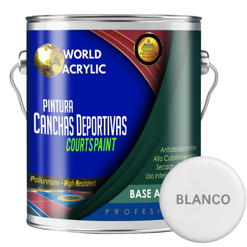 WORLD ACRYLIC - PINTURA CANCHAS DEPORTIVAS - POLIURETANO  - BLANCO  GALÓN