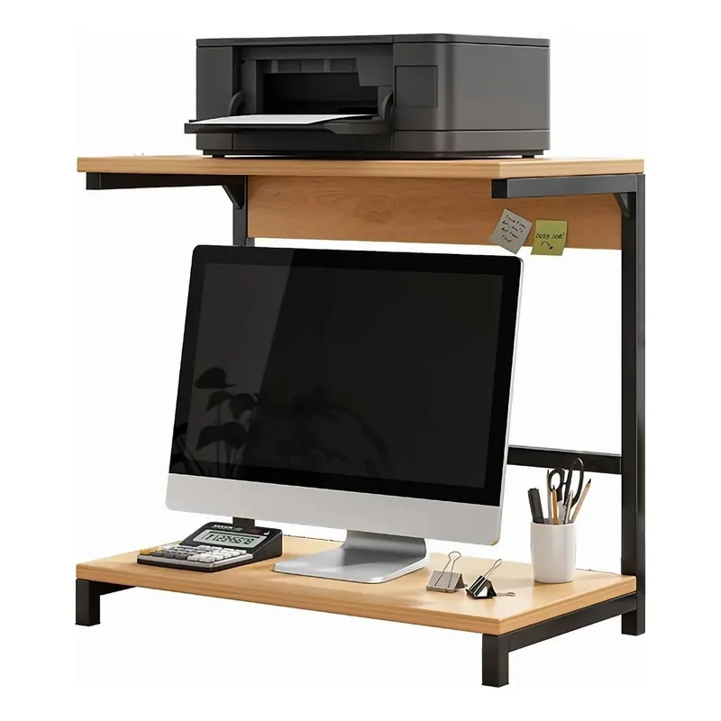 EVERSO - Soporte Base Monitor Notebook Impresora Escritorio 3 Niveles Marrón claro