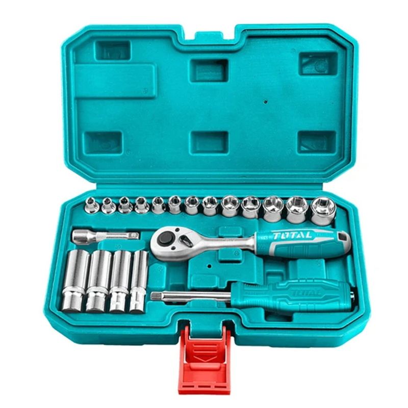 TOTAL TOOLS - Set Kit Juego De Dados Cuadrante 14 20 Piezas Total