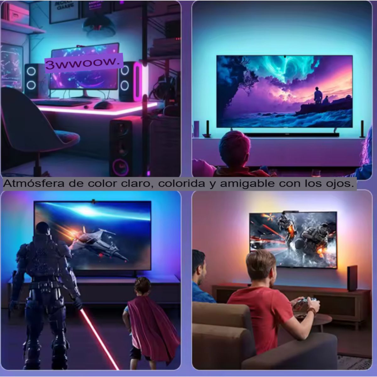 GENERICO - Tira Led Rgb Para Tv Sincroniza Colores Con Pantalla 55-65p