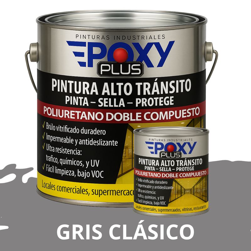EPOXY - Pintura Alto Tránsito  2k Poliuretano A+B - GRIS CLASICO KIT GALÓN