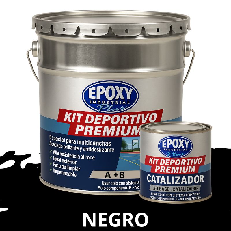 EPOXY - KIT DEPORTIVO PREMIUM -  2k Poliuretano A+B - NEGRO KIT TINETA 4G