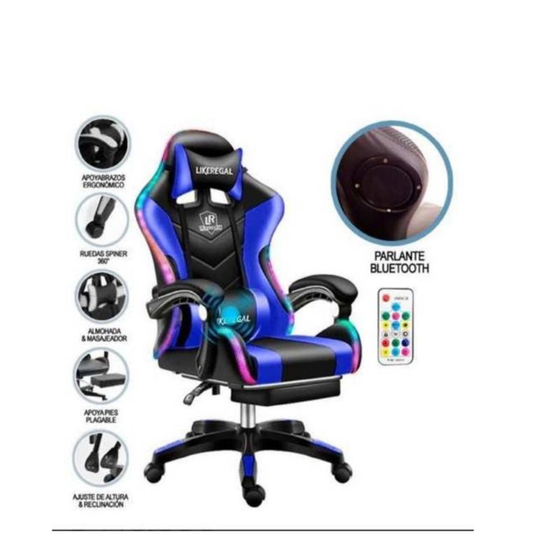 GENERICO - Silla De Escritorio Gamer Ergonómica Luz Led Rgb Masajeador SKU CF