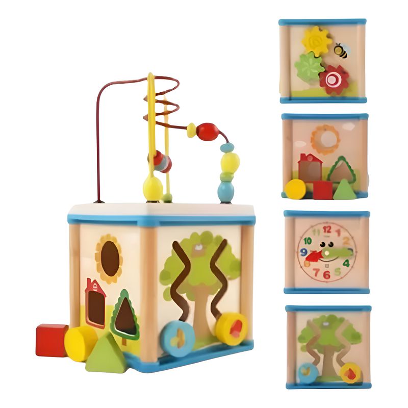 GENERICO - Cubo Montessori Didáctico De Madera Con Laberinto Infantil